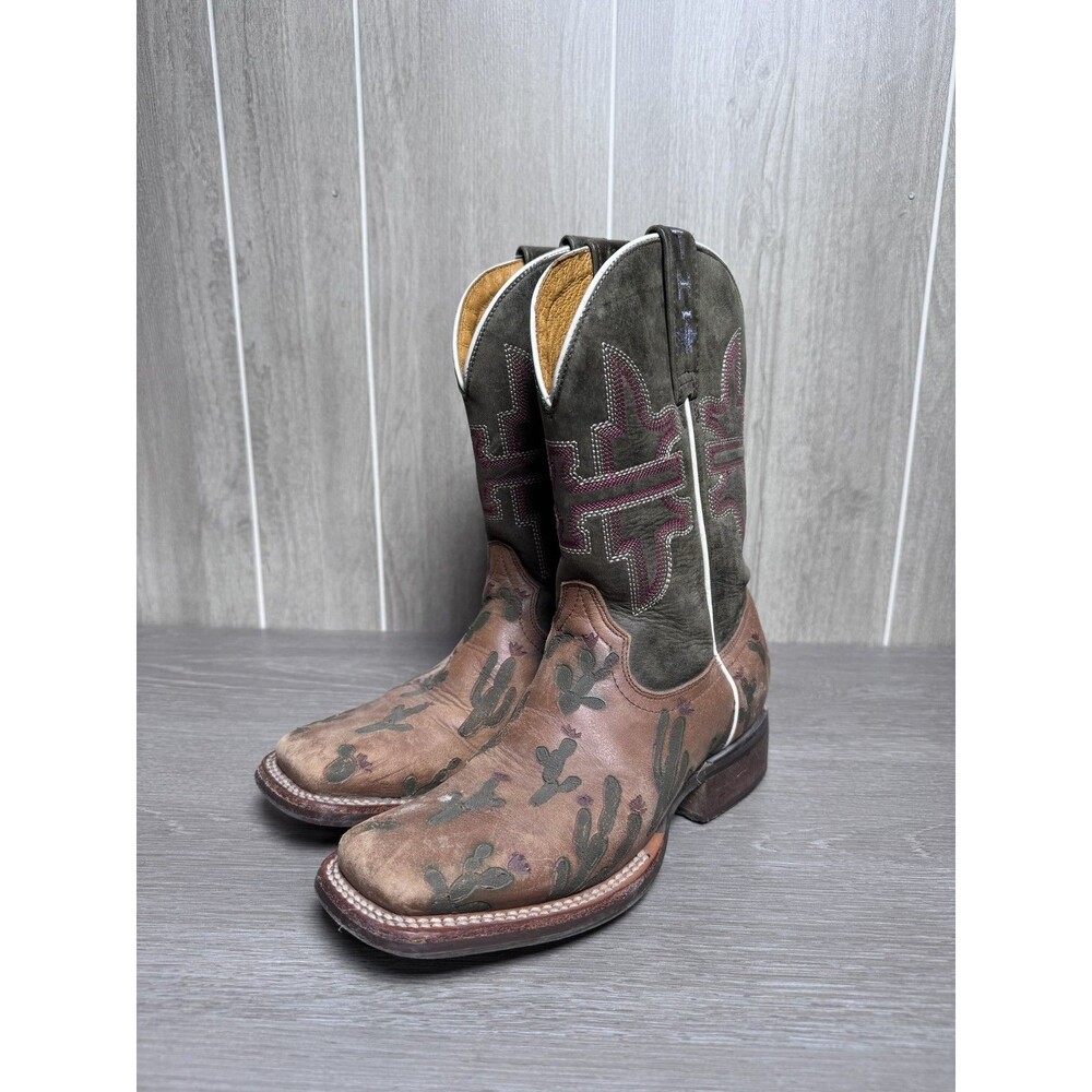 Tin Haul Women's Size 6 Cactus Jackals Western Cowboy Boots Square Toe Leather